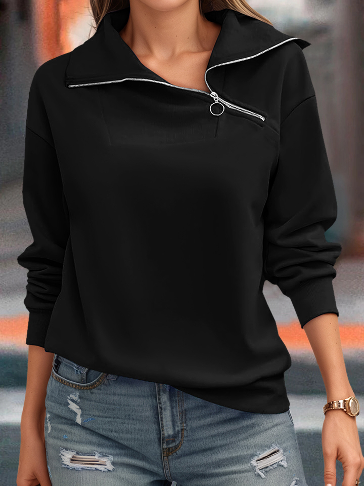 Womens Zipper Sweatshirt Turtleneck Long Sleeve Pullover Casual Loose Sweatshirts Top T Shirts
