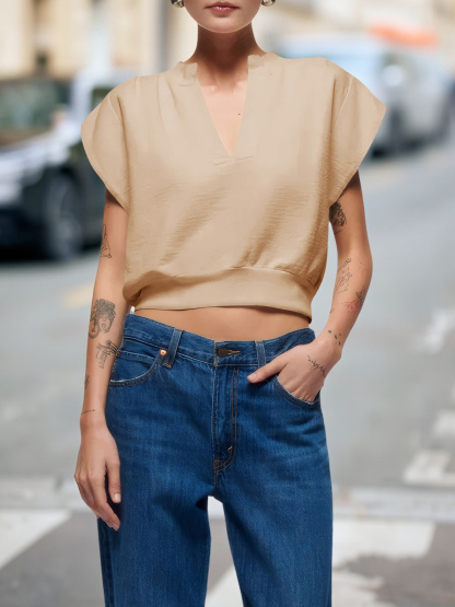 Cap Sleeve V Neck Sweatshirts