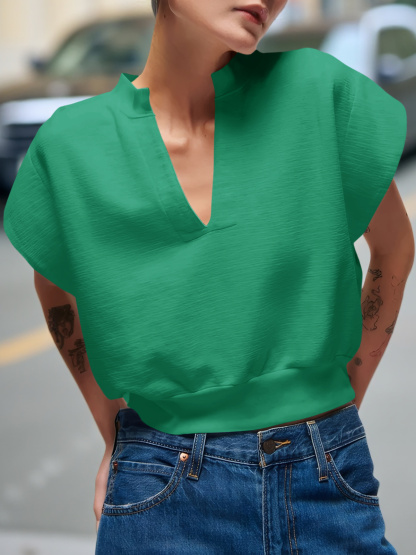 Cap Sleeve V Neck Sweatshirts