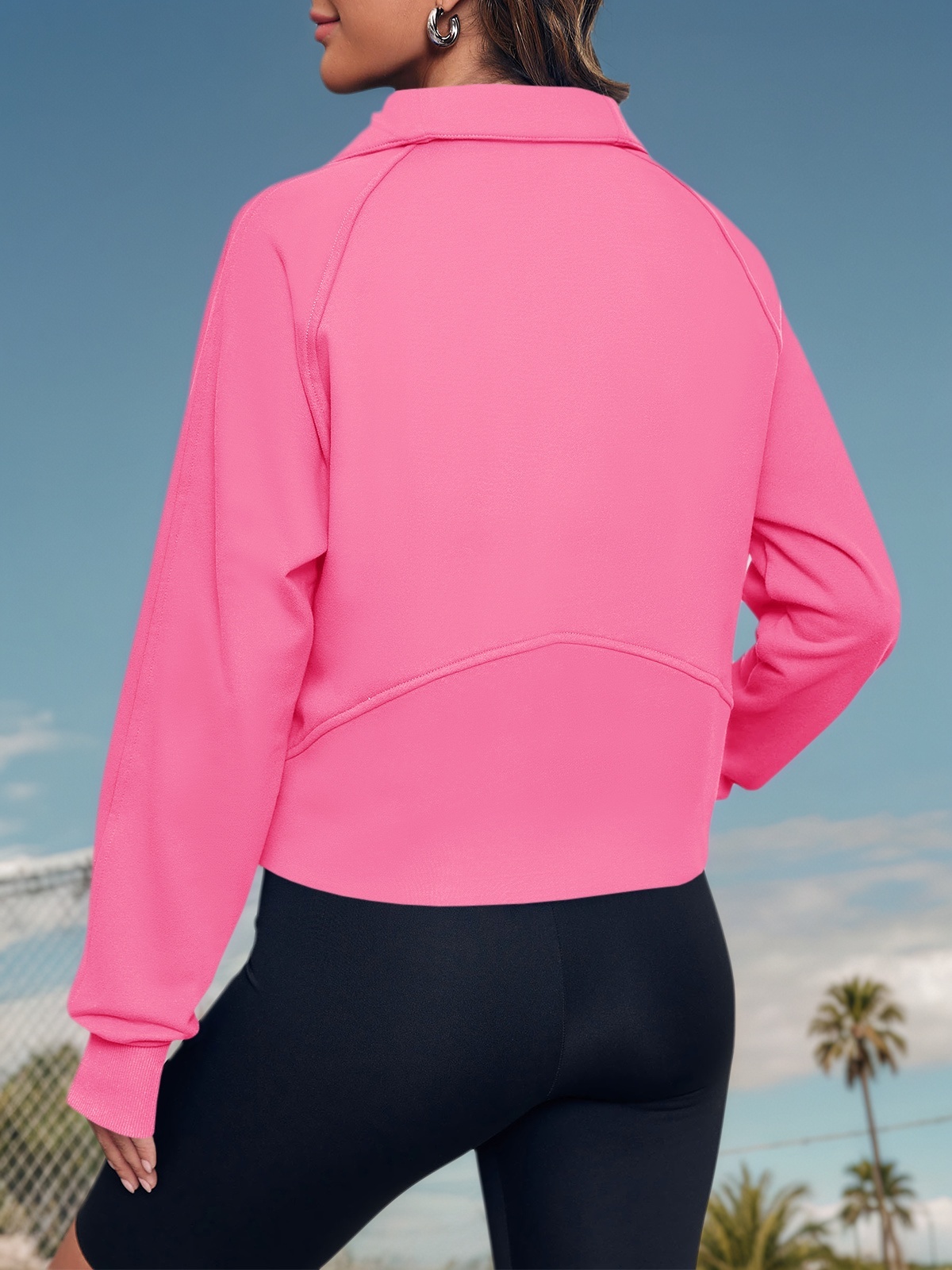 Half Zipper Crop Sweatshirts