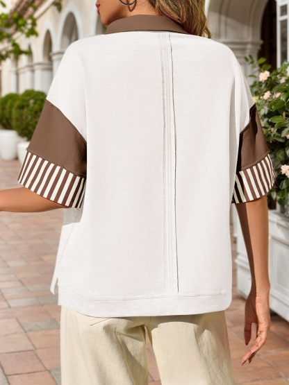 Short Sleeve Color Block Sweatshirts