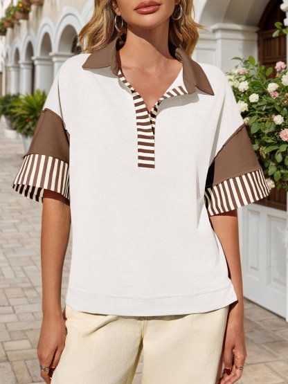 Short Sleeve Color Block Sweatshirts