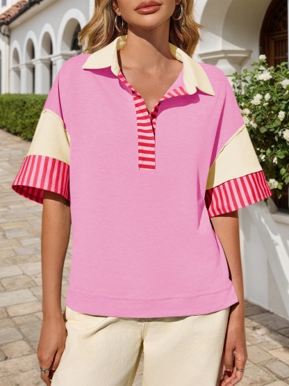 Short Sleeve Color Block Sweatshirts