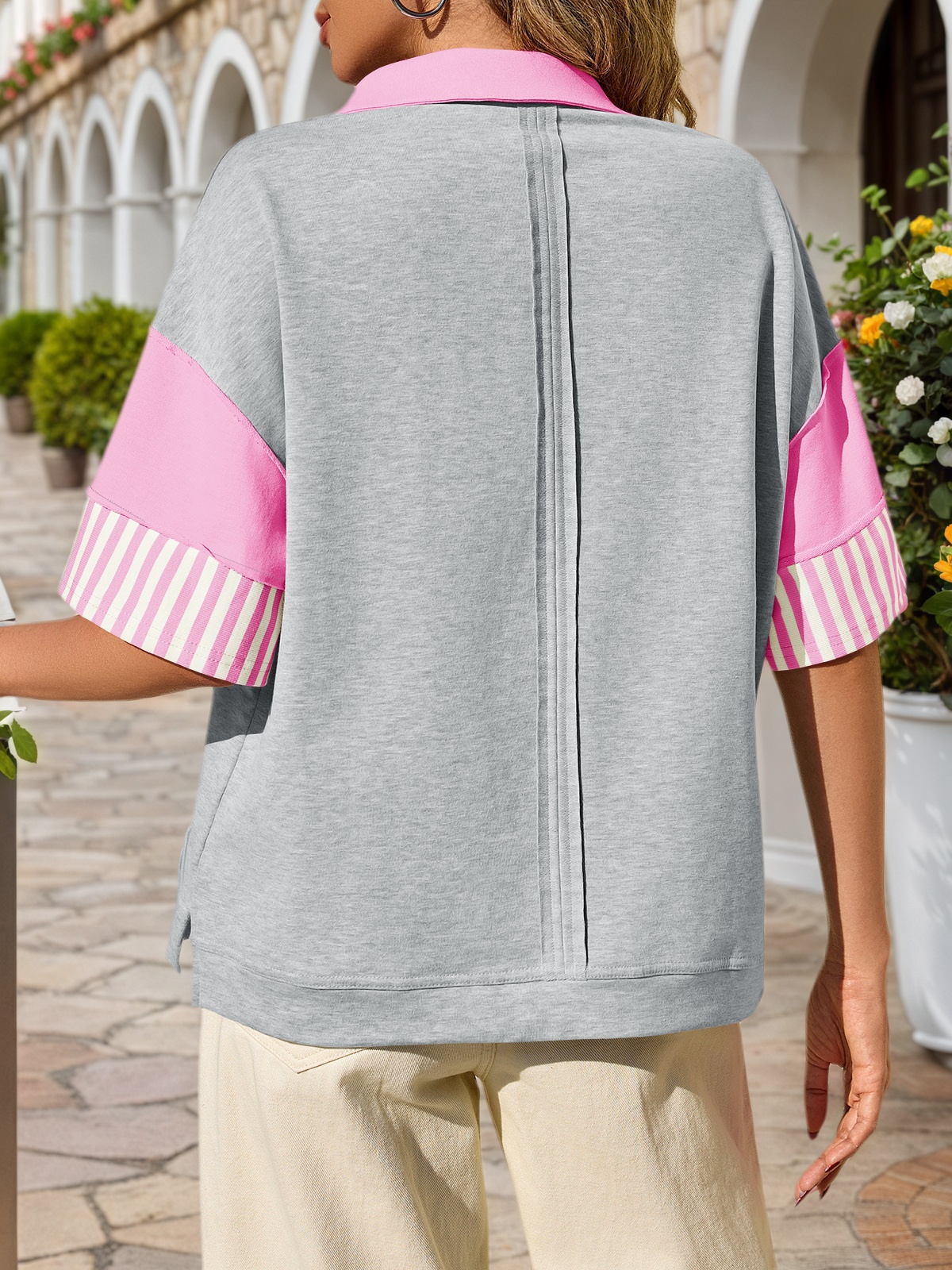 Short Sleeve Color Block Sweatshirts