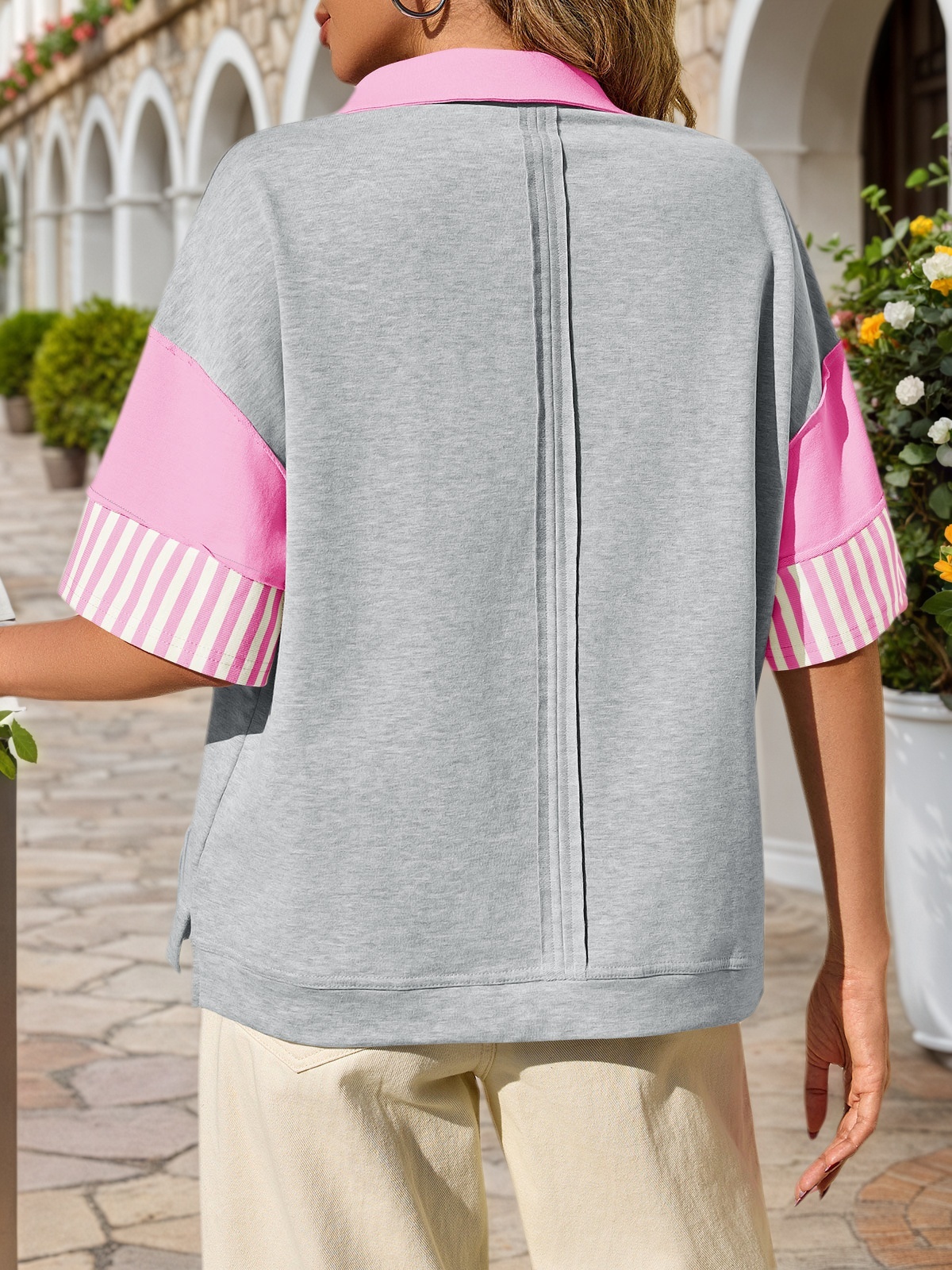 Short Sleeve Color Block Sweatshirts