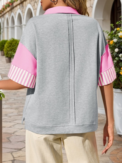 Short Sleeve Color Block Sweatshirts