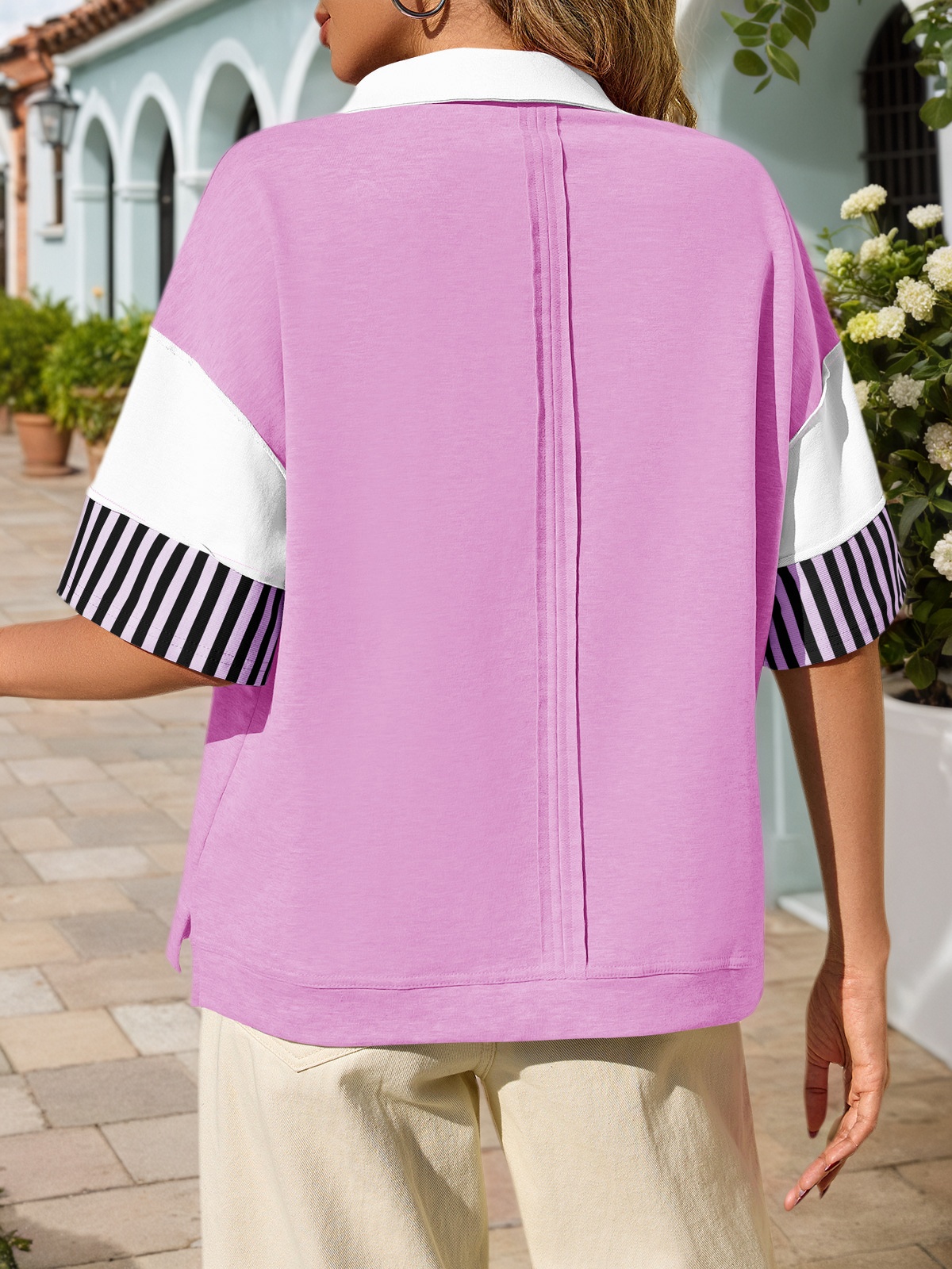 Short Sleeve Color Block Sweatshirts