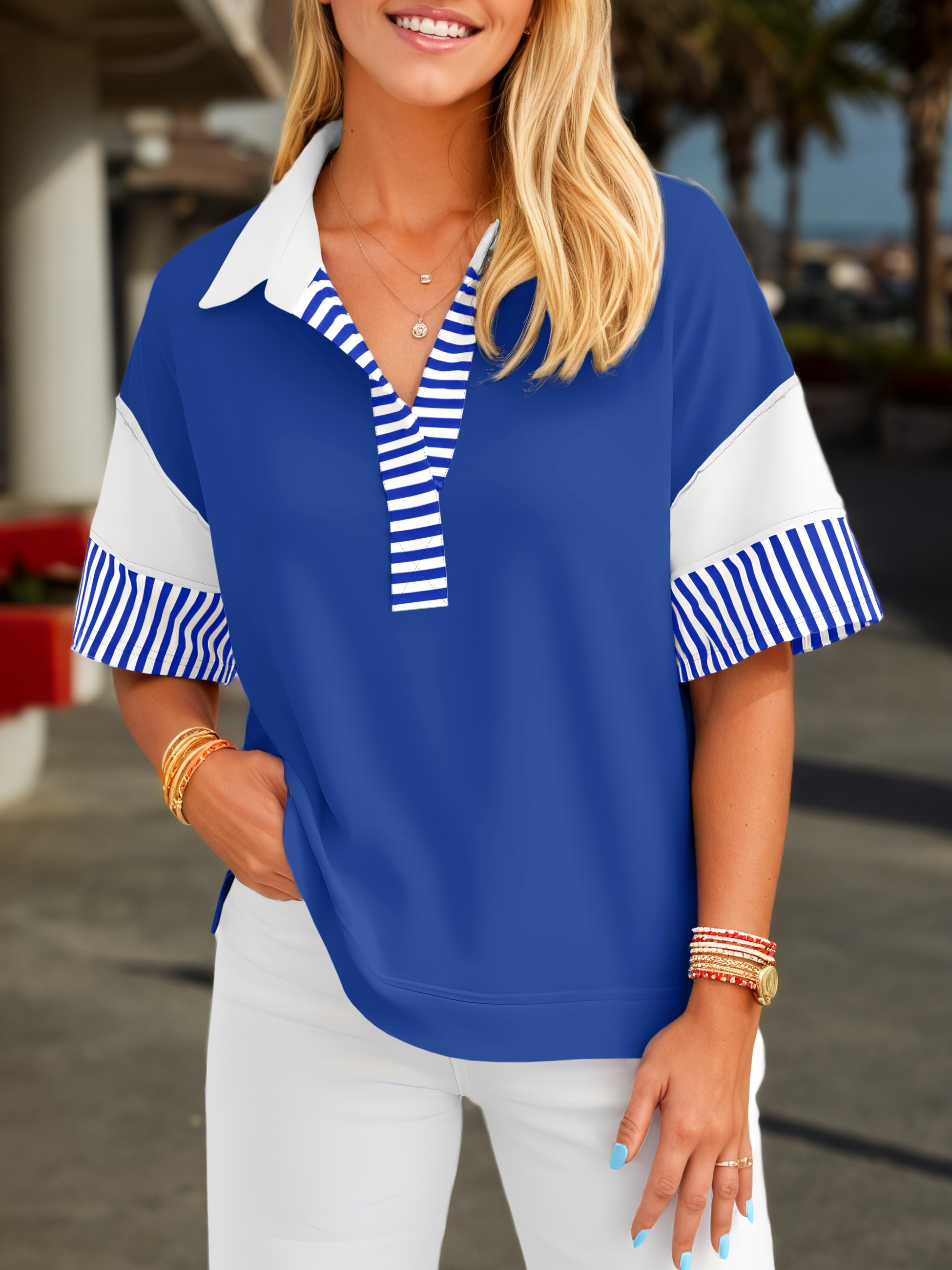 Short Sleeve Color Block Sweatshirts