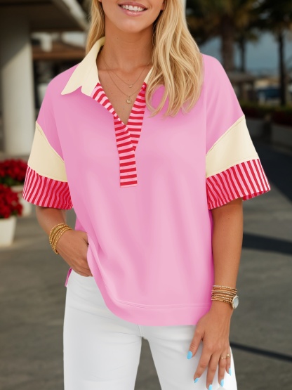 Short Sleeve Color Block Sweatshirts