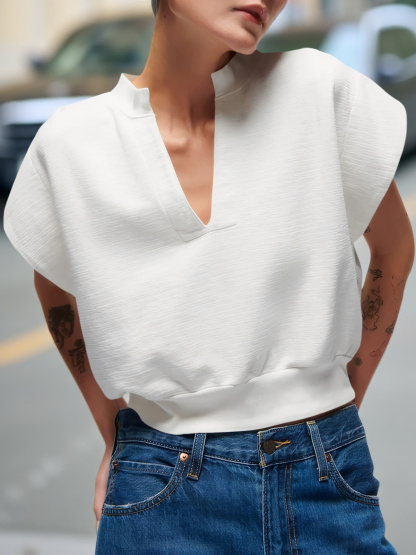 Cap Sleeve V Neck Sweatshirts