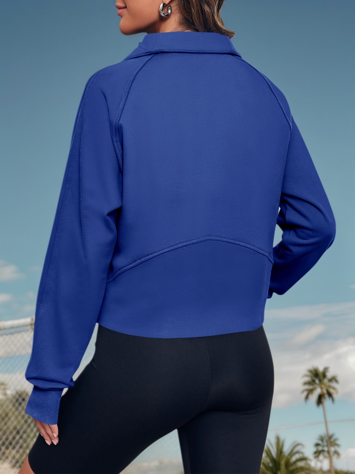 Half Zipper Crop Sweatshirts