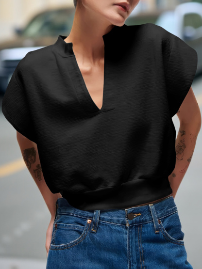 Cap Sleeve V Neck Sweatshirts