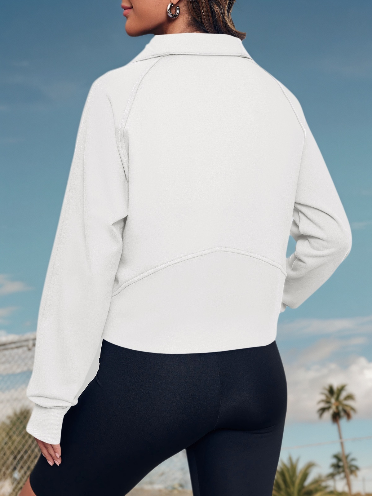 Half Zipper Crop Sweatshirts