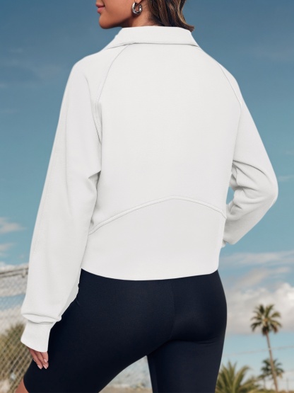 Half Zipper Crop Sweatshirts