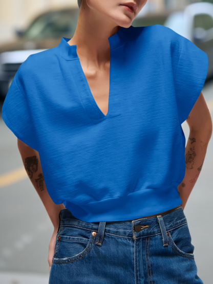 Cap Sleeve V Neck Sweatshirts