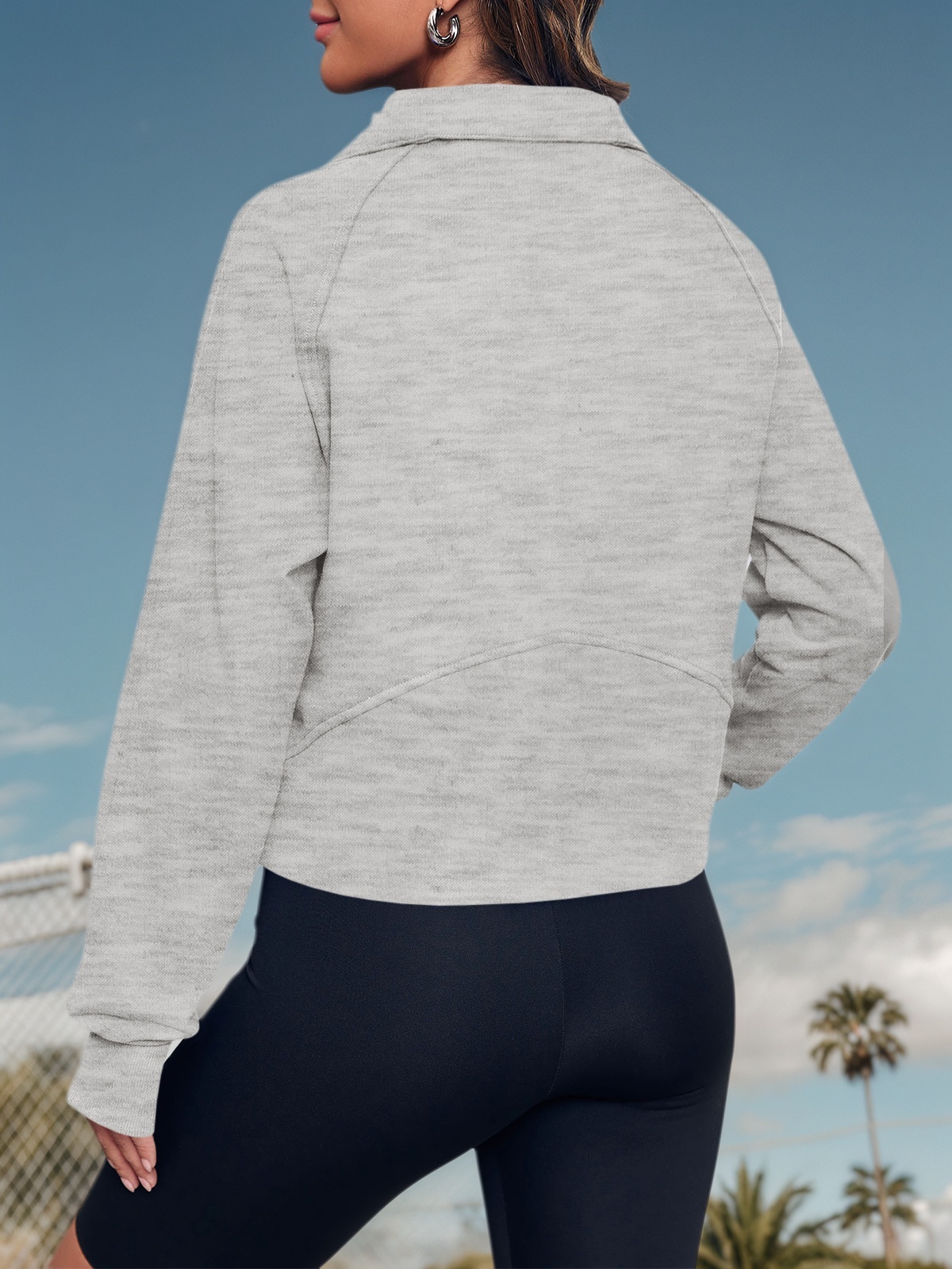 Half Zipper Crop Sweatshirts