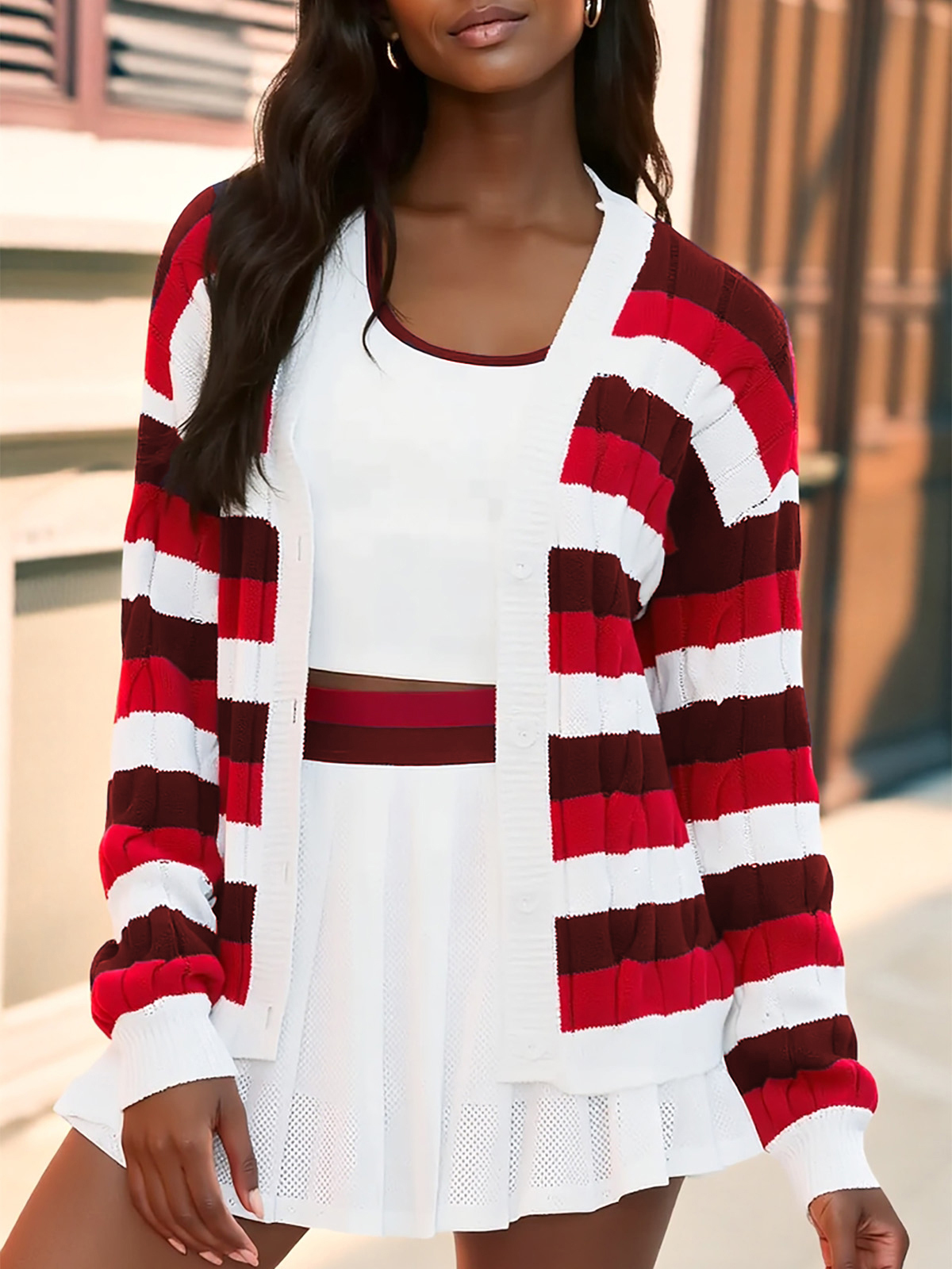 Striped Button Down Cardigan Sweaters