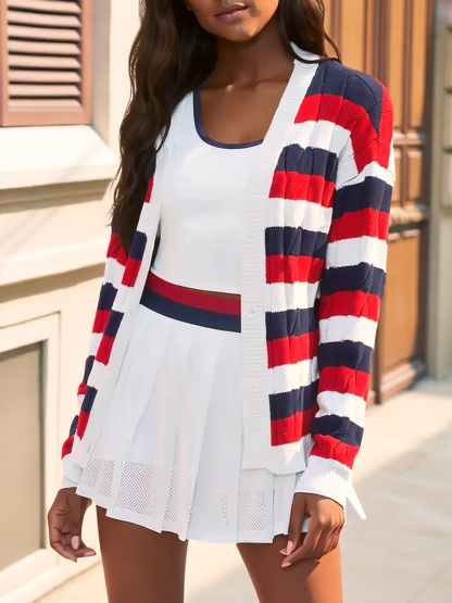 Striped Button Down Cardigan Sweaters