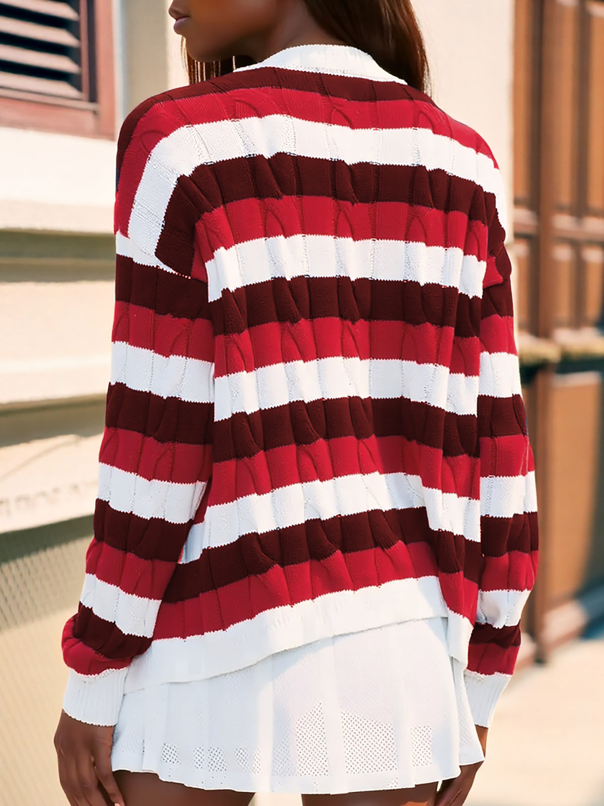 Striped Button Down Cardigan Sweaters