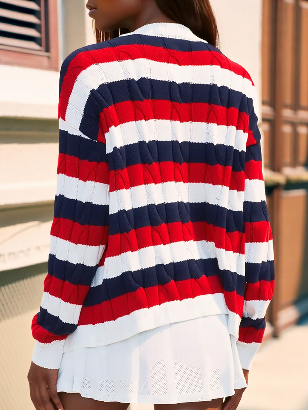 Striped Button Down Cardigan Sweaters