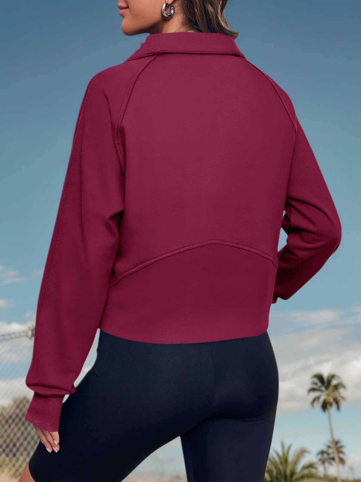 Half Zipper Crop Sweatshirts