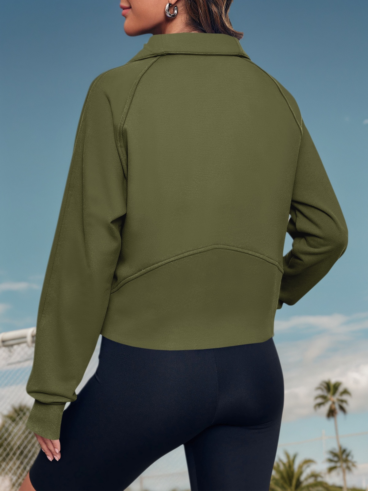 Half Zipper Crop Sweatshirts