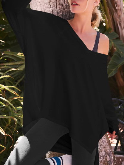 High Low V Neck Oversized Tunic Tops