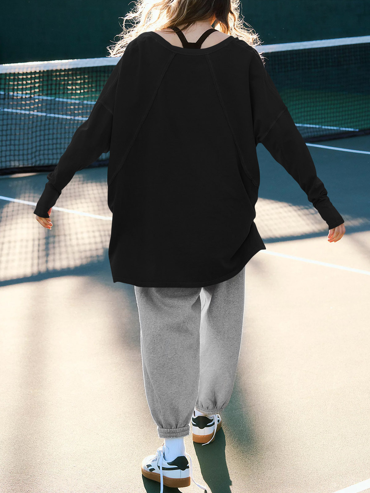 High Low V Neck Oversized Tunic Tops