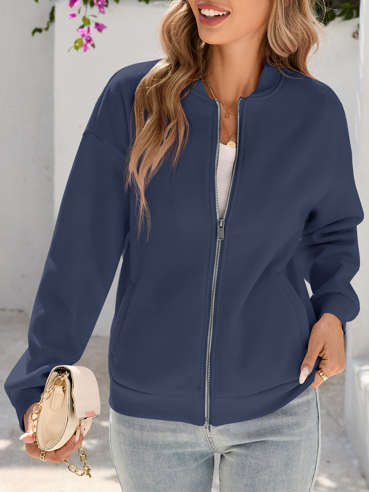 Casual Long Sleeve Zip Up Sweatshirt Coats