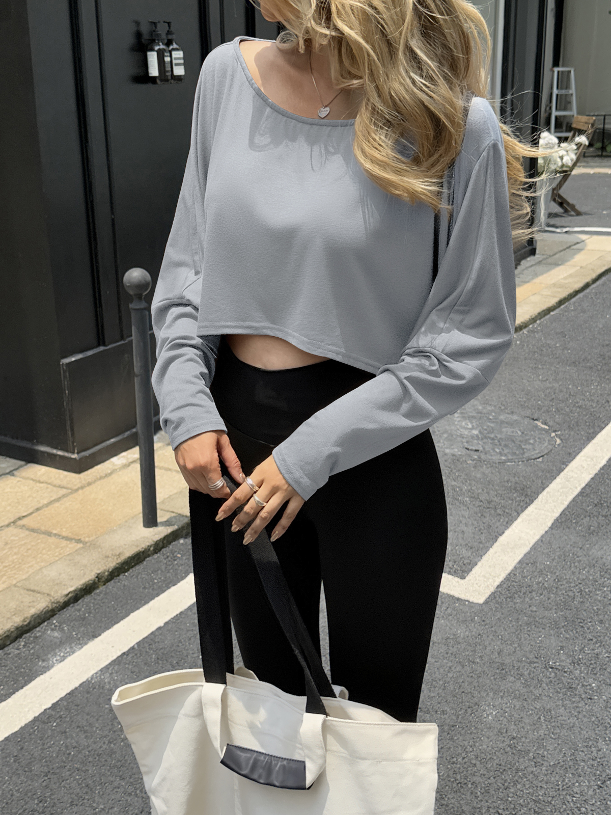 Off The Shoulder Batwing Long Sleeve Cropped Tops