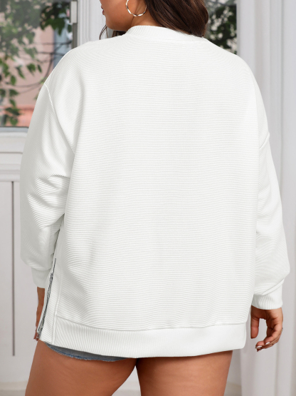 Plus Size Ribbed Knit Sweatshirt
