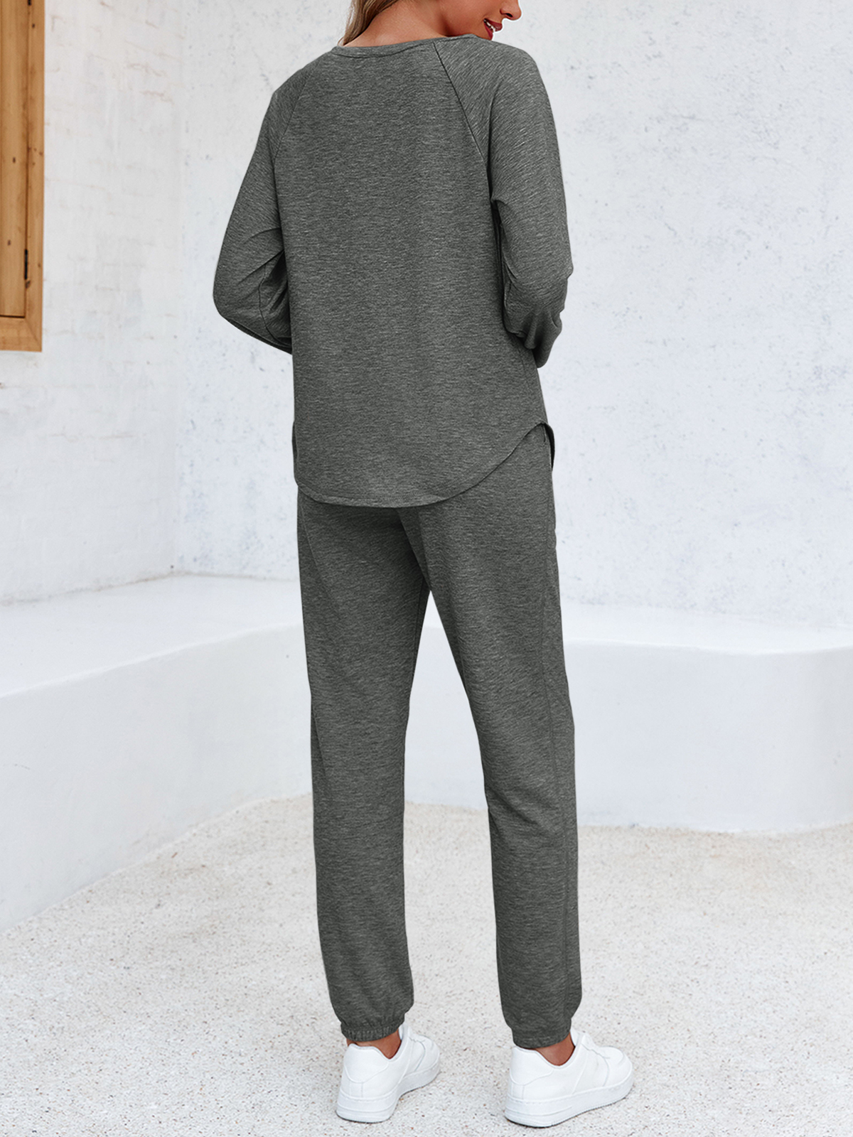 2 Piece Solid Sweatsuit Set