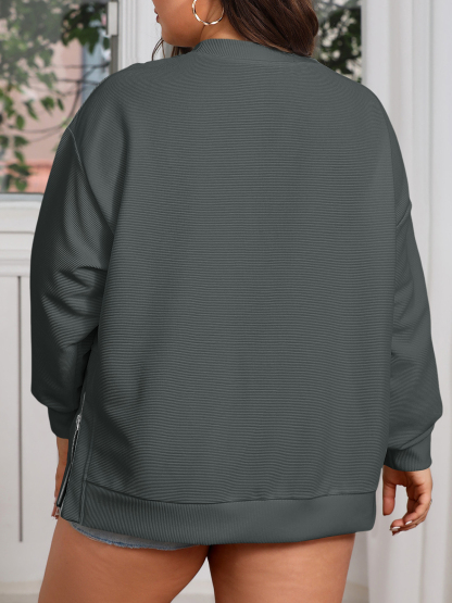 Plus Size Ribbed Knit Sweatshirt