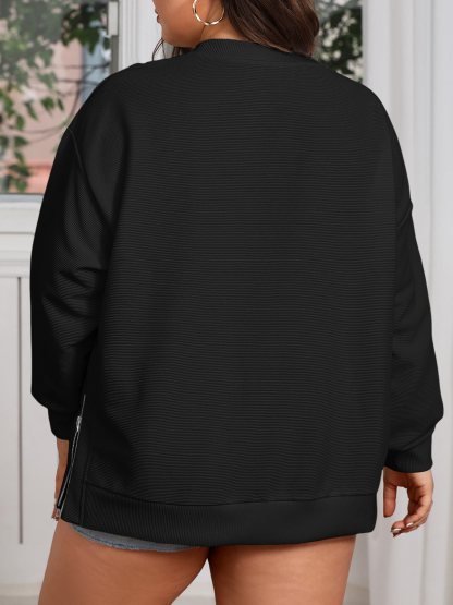 Plus Size Ribbed Knit Sweatshirt