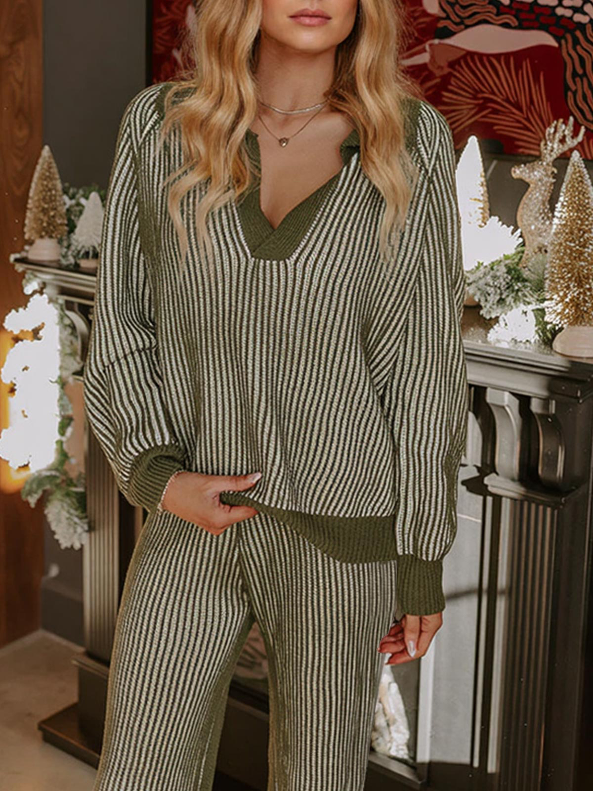 Oversized Striped 2 Piece Outfits