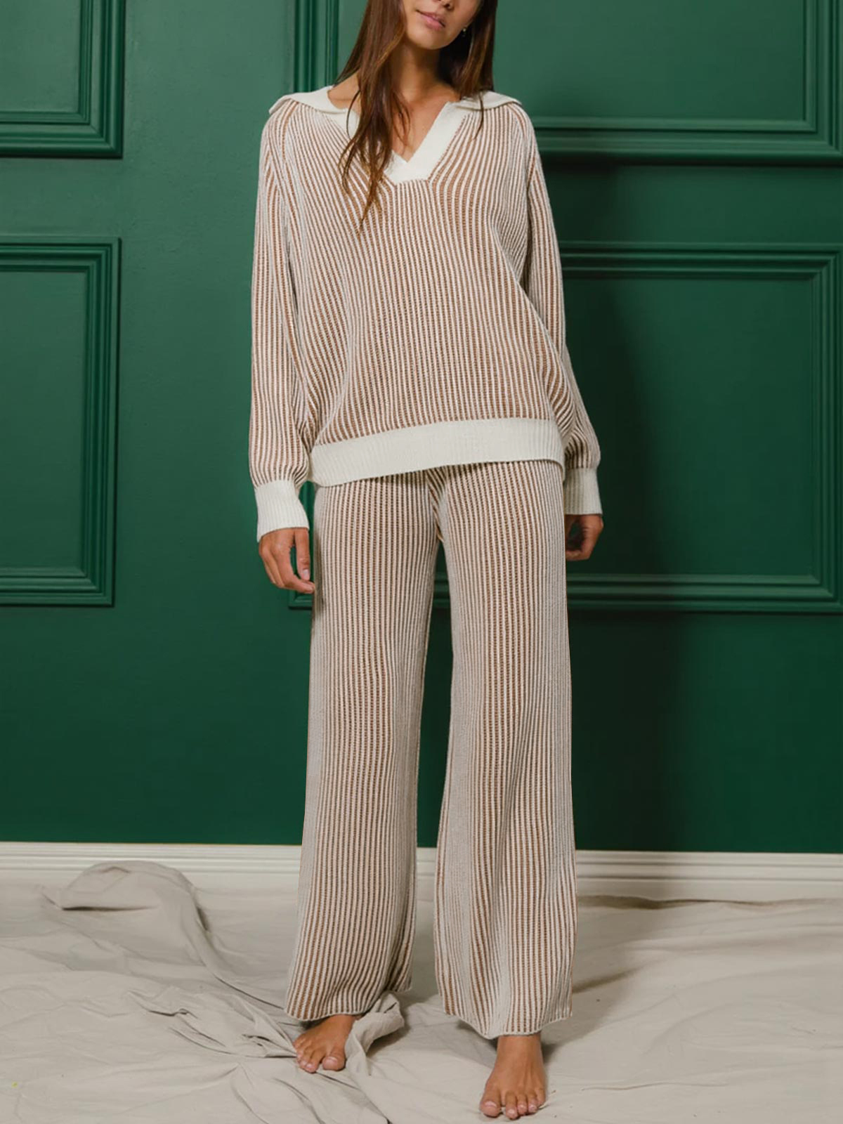 Oversized Striped 2 Piece Outfits