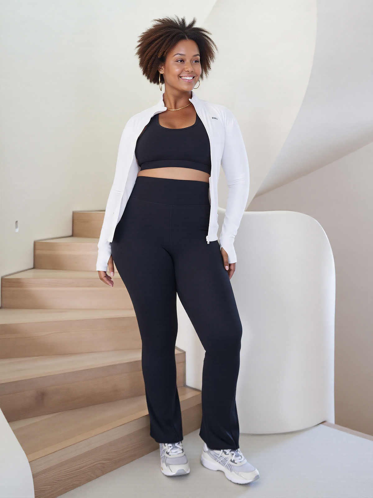 High Waisted Slit Hem Flare Leggings