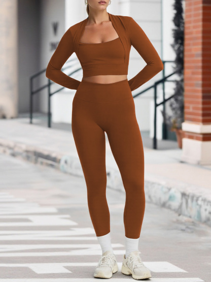 Long Sleeve Fitted Workout Yoga Cropped Tops