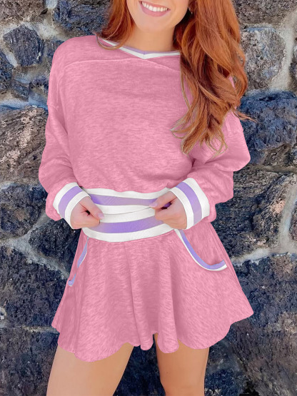 Womens Cropped Sweatshirt Loose Shorts Casual 2 Piece Lounge Sets