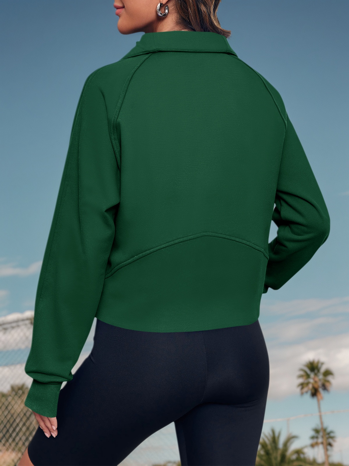 Half Zipper Crop Sweatshirts