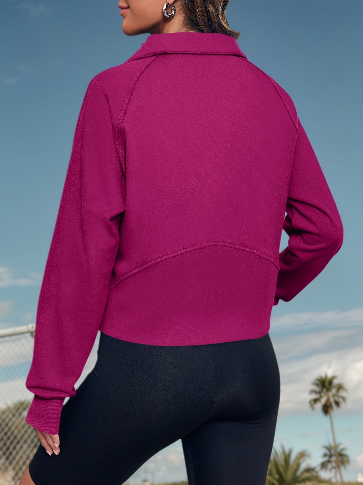 Half Zipper Crop Sweatshirts