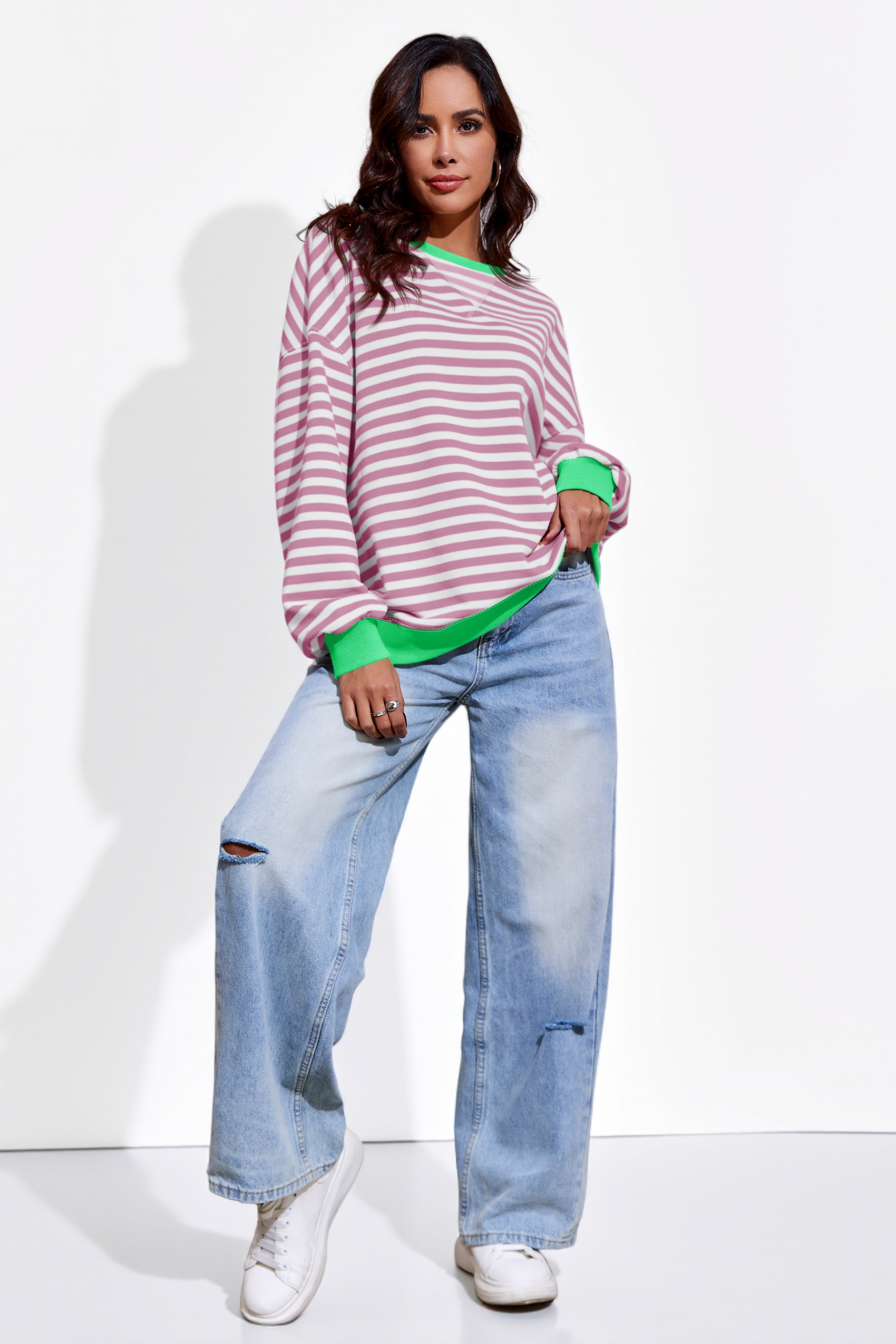 Striped Oversized Sweatshirts