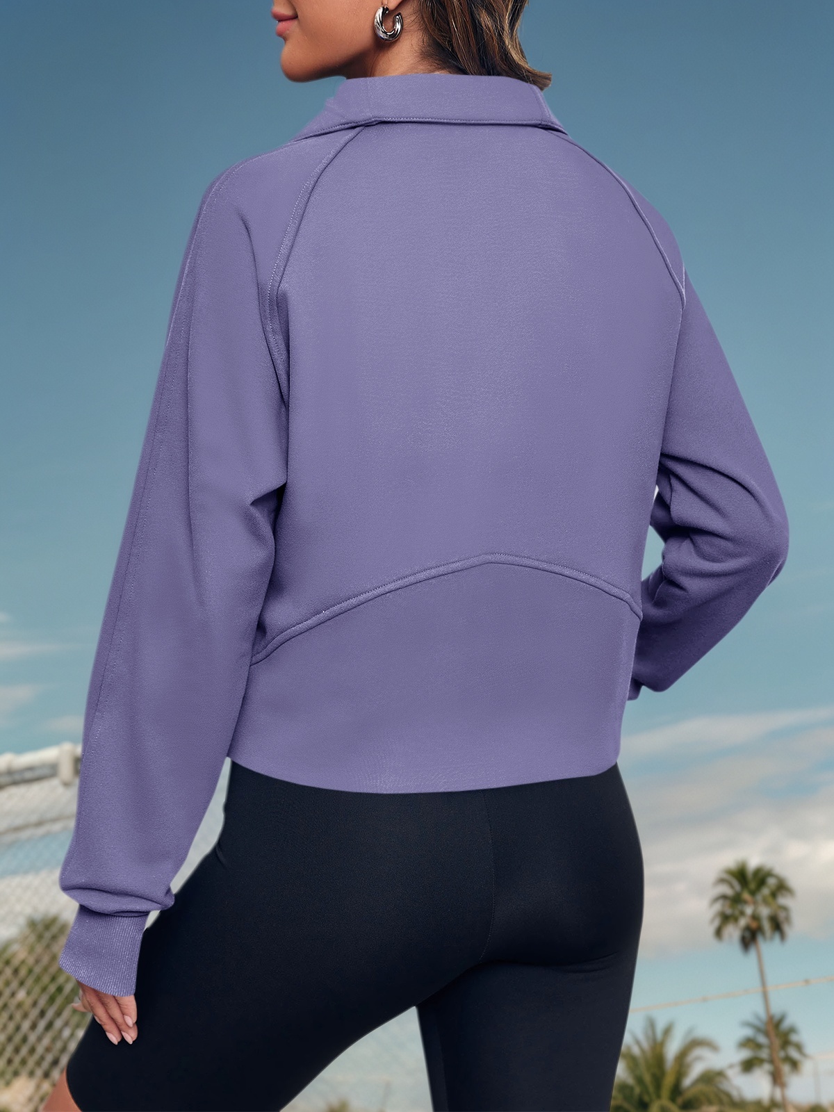 Half Zipper Crop Sweatshirts