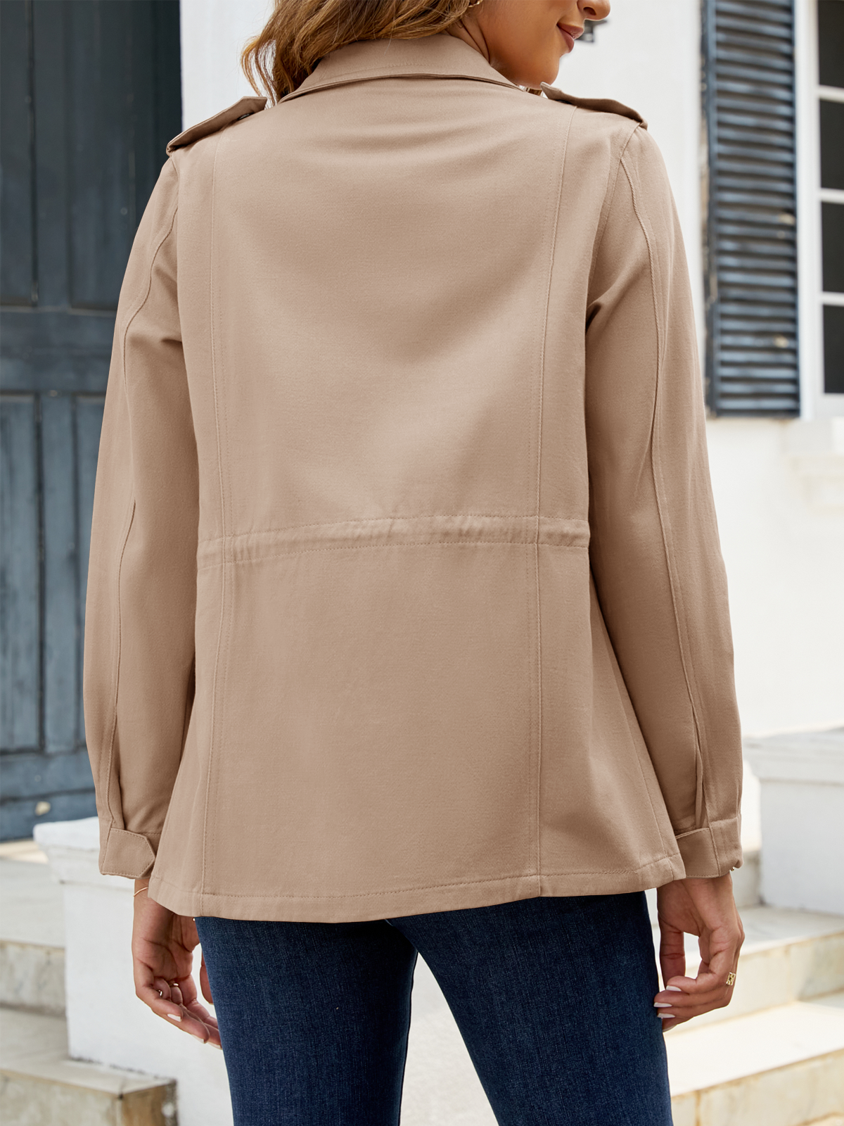 Zip Up Snap Buttons Military Anorak Jackets