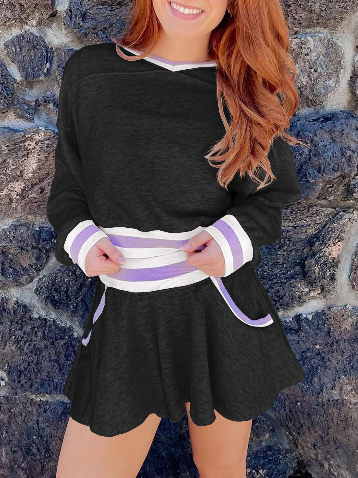 Womens Cropped Sweatshirt Loose Shorts Casual 2 Piece Lounge Sets