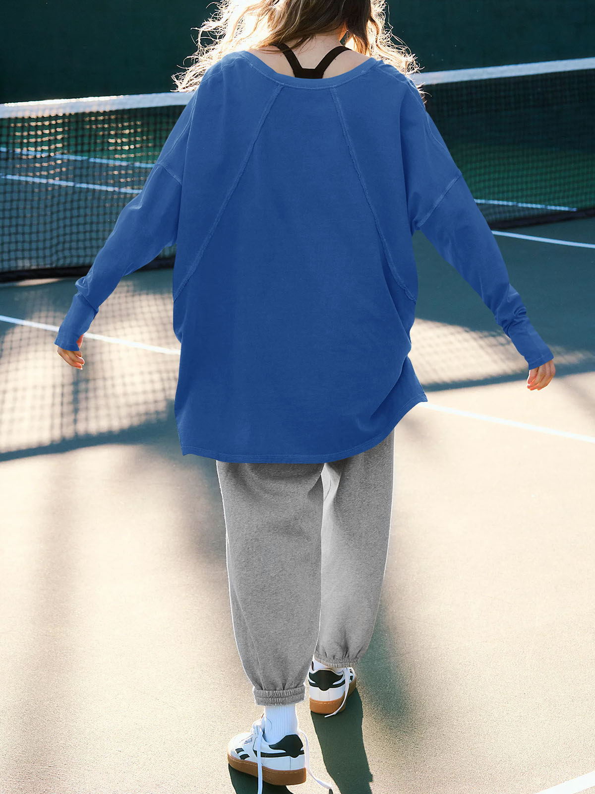 High Low V Neck Oversized Tunic Tops