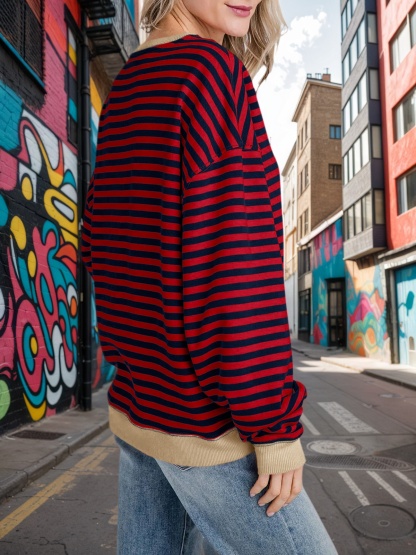 Striped Oversized Sweatshirts