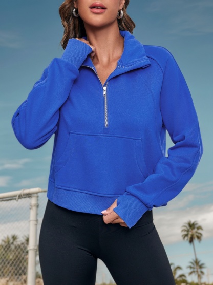 Half Zipper Crop Sweatshirts