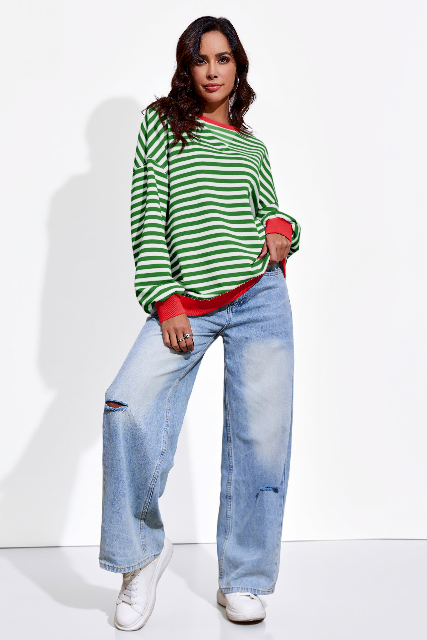 Striped Oversized Sweatshirts