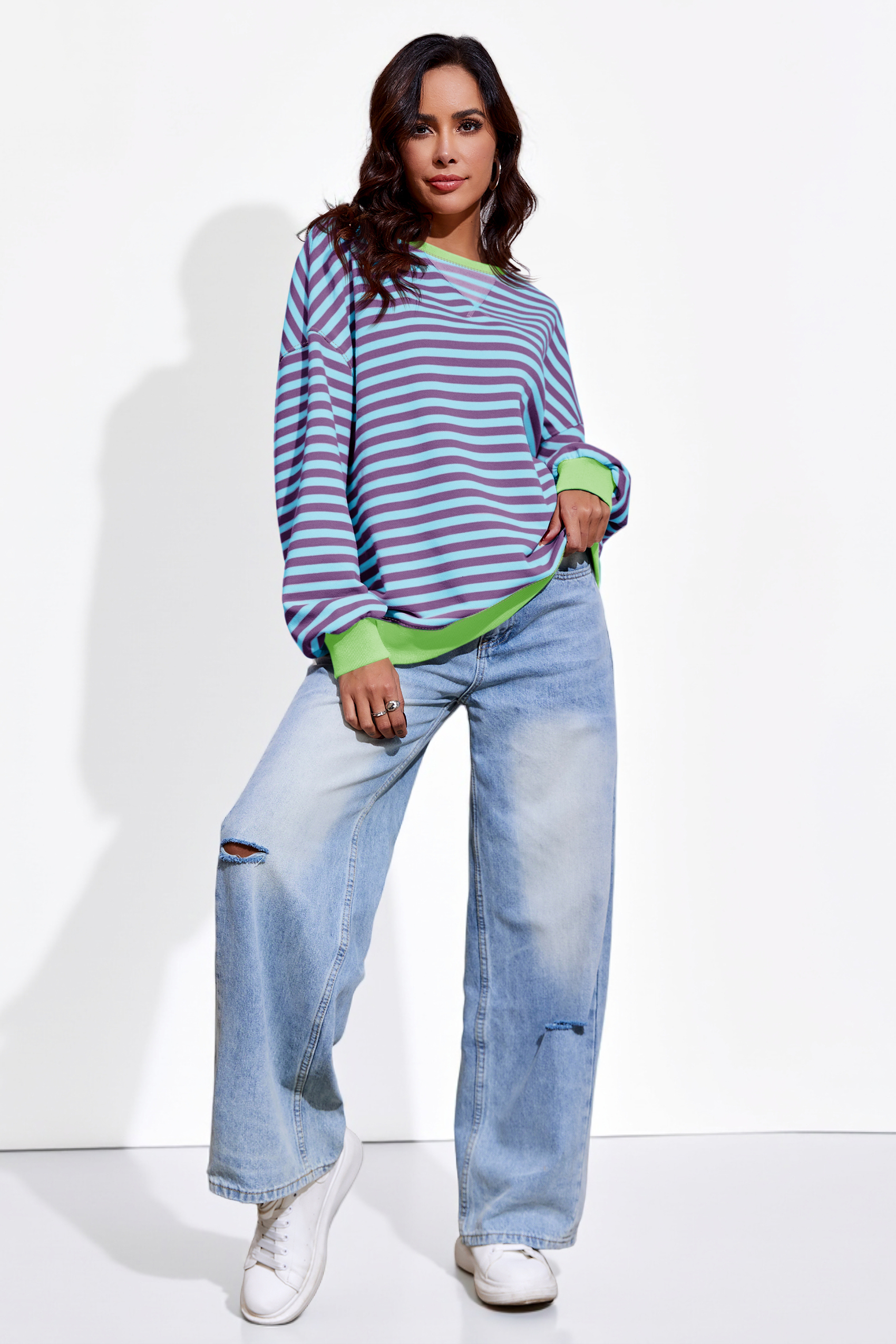 Striped Oversized Sweatshirts